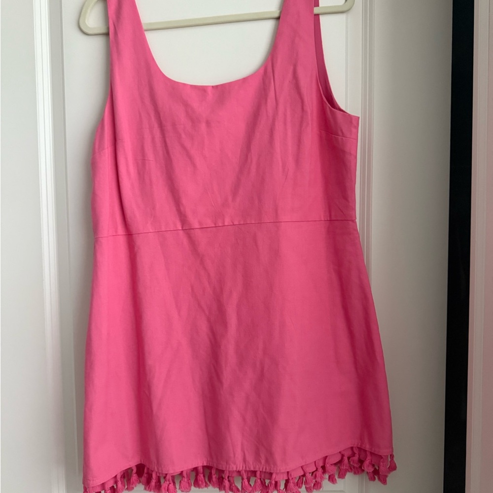 Pink Lily Vibrant Barbie Tassle Hem Dress